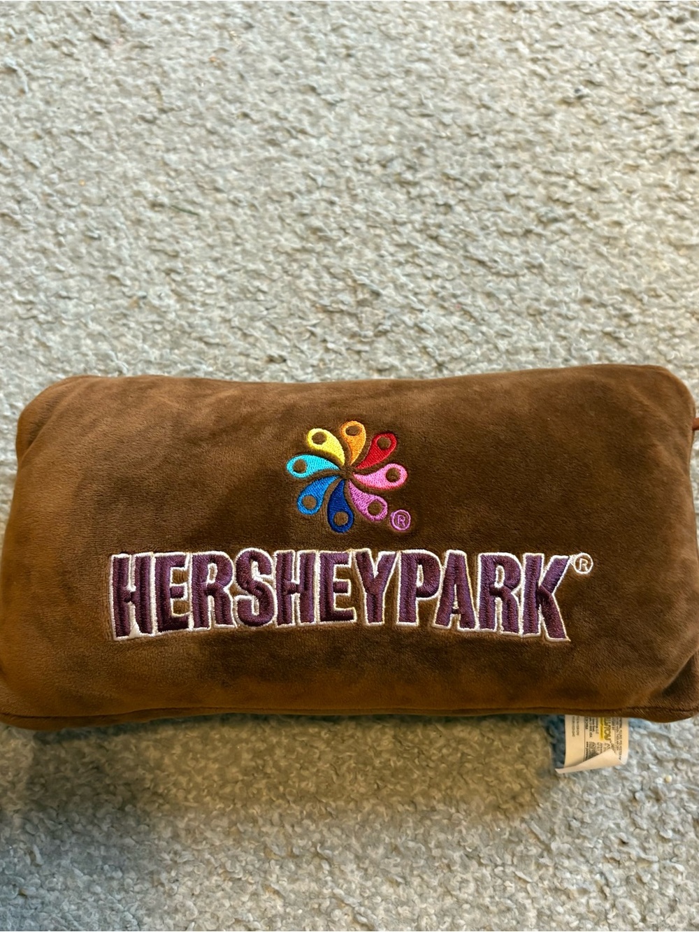 HERSHEYPARK Brown Plush Accent Pillow with Multicolor Logo